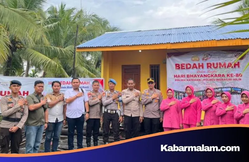 Wujud Bakti Polri, Polres Inhil Bedah Rumah dan Alirkan Air Bersih di Hari Bhayangkara ke-80